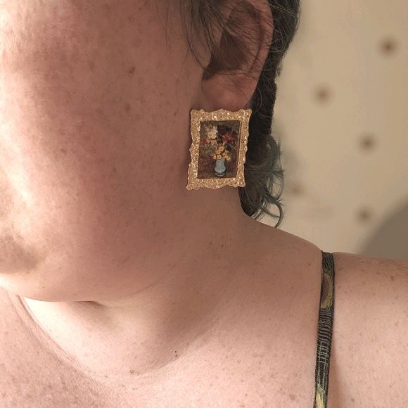 Oil Painting earrings - Picture 7 of 7